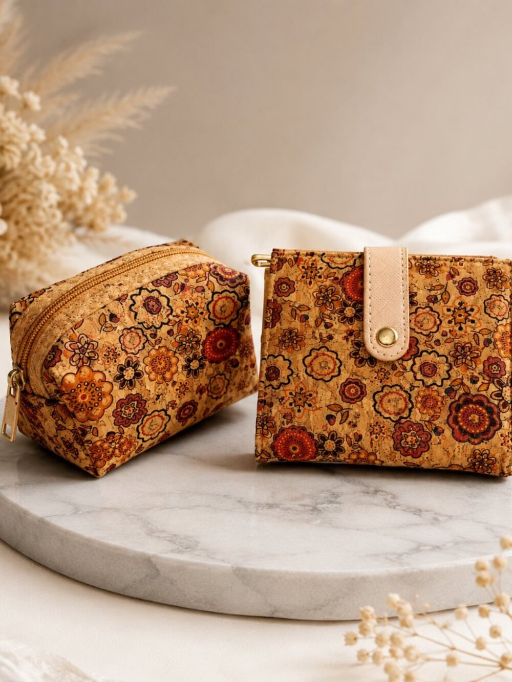 Grupo Belle Portuguese Cork Floral Wallet Set